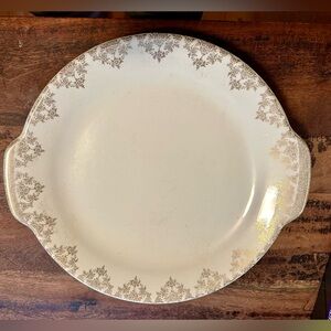 Rare vintage Royal USA Gold Lace handled cake plate.